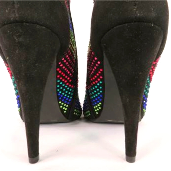 AMES Rainbow Sparkle Bling Stiletto Ankle Boots, multi-color, Sz. 9.5 - Picture 3 of 8